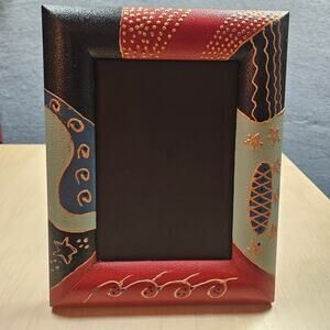 Vintage 1990s Hand-painted Photo Frame for 5" x 7" Photo